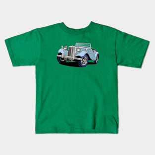 MG T-Type Classic British Sports Car in blue Kids T-Shirt